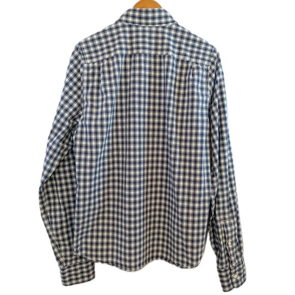 Abercrombie Men's | Y2K Cream & Navy Long Sleeve Cotton Muscle Button Down XL - Picture 6 of 11